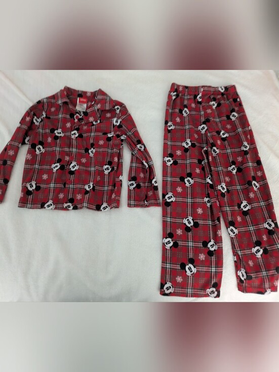 Disney Other - GUC Mickey Mouse Christmas winter snow plaid flannel shirt and pants pajama set